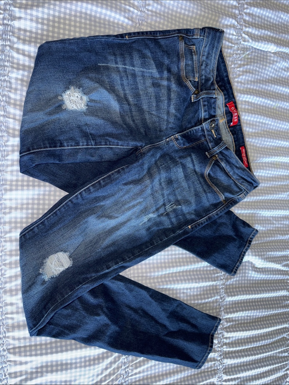 Guess Dark Blue Ripped Skinny Jeans
